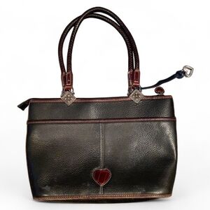 Brighton Leonor shoulder purse Black/Brown Retired design Genuine Leather Charm